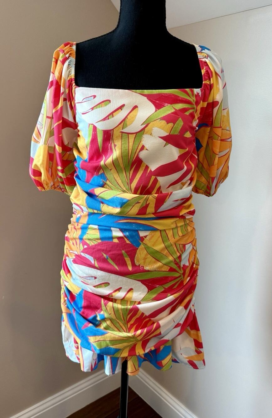 nwot flying tomato tropical print dress size med
